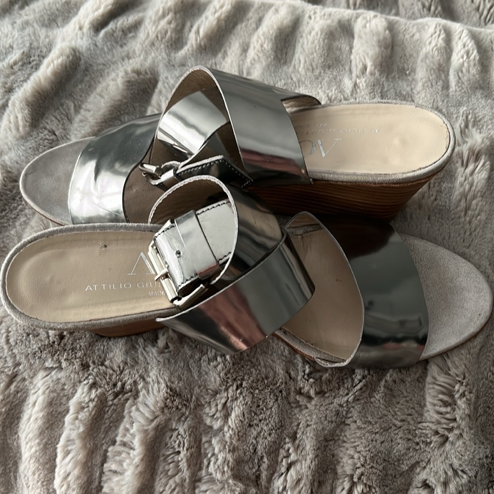 AGL silver double ankle strap, sandals.